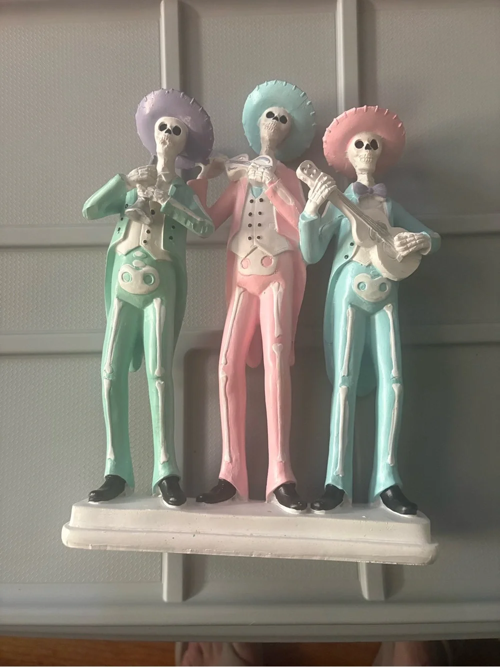 Pastel Day of the Dead Skeleton Mariachi Trio Figurine - Home Party Decor